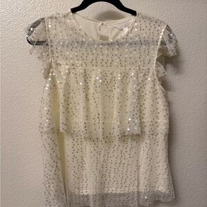 LC Lauren Conrad Cream Sequin Blouse